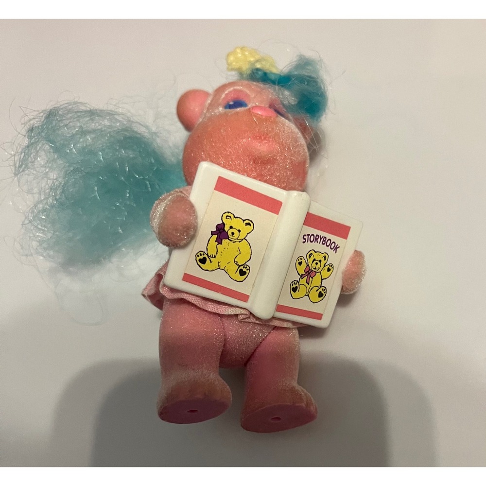 Vintage My Little Pony MLP Pony Friends Pink Flocked Bear Blue Hair 1980s Hasbro
